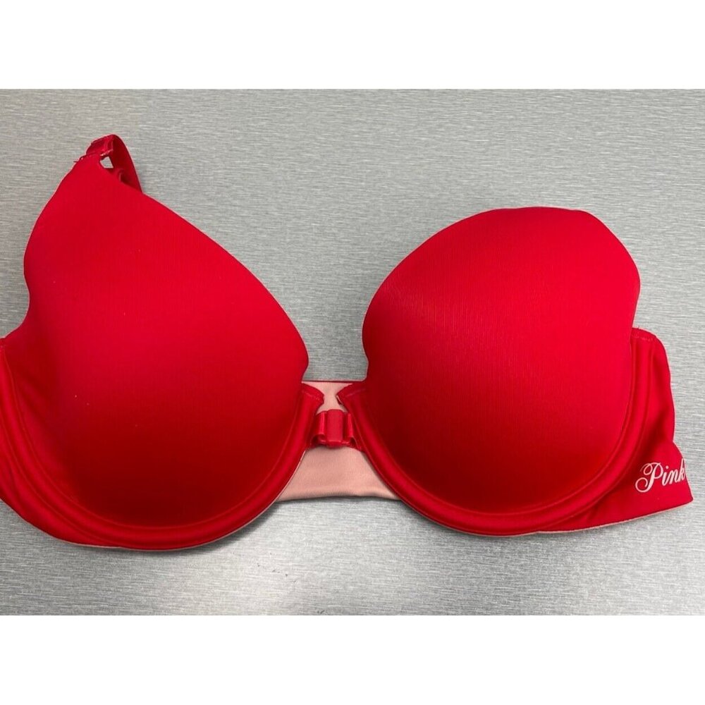 PINK Victoria's Secret Reversible Front Close Bra Lined Red 34D - Picture 10 of 10